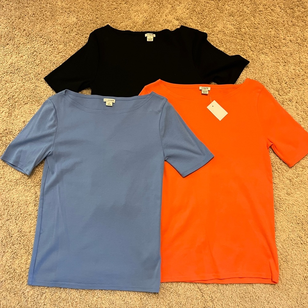 J Crew Factory Lot of 3 Perfect-fit open-neck tees